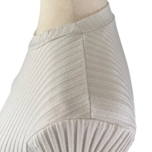 Eileen Fisher Womens Textured Stretch Rib Crew Neck Tunic Bone Long Sleeve M EUC - Picture 7 of 11